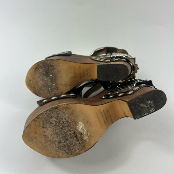 Rare Roberto Cavalli Brown Leather Embellished Buckle Detail Wedge - Picture 15 of 15